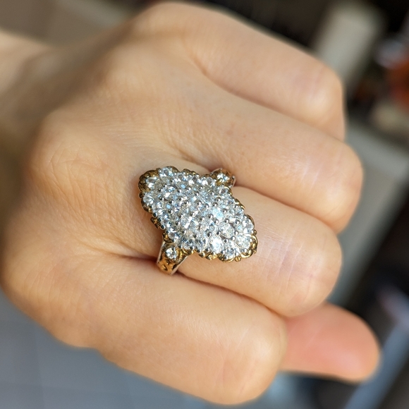 Lustro Stella Finest CZ Ring in Vermeil YG and Platinum Over Sterling Size 6 - Picture 6 of 15